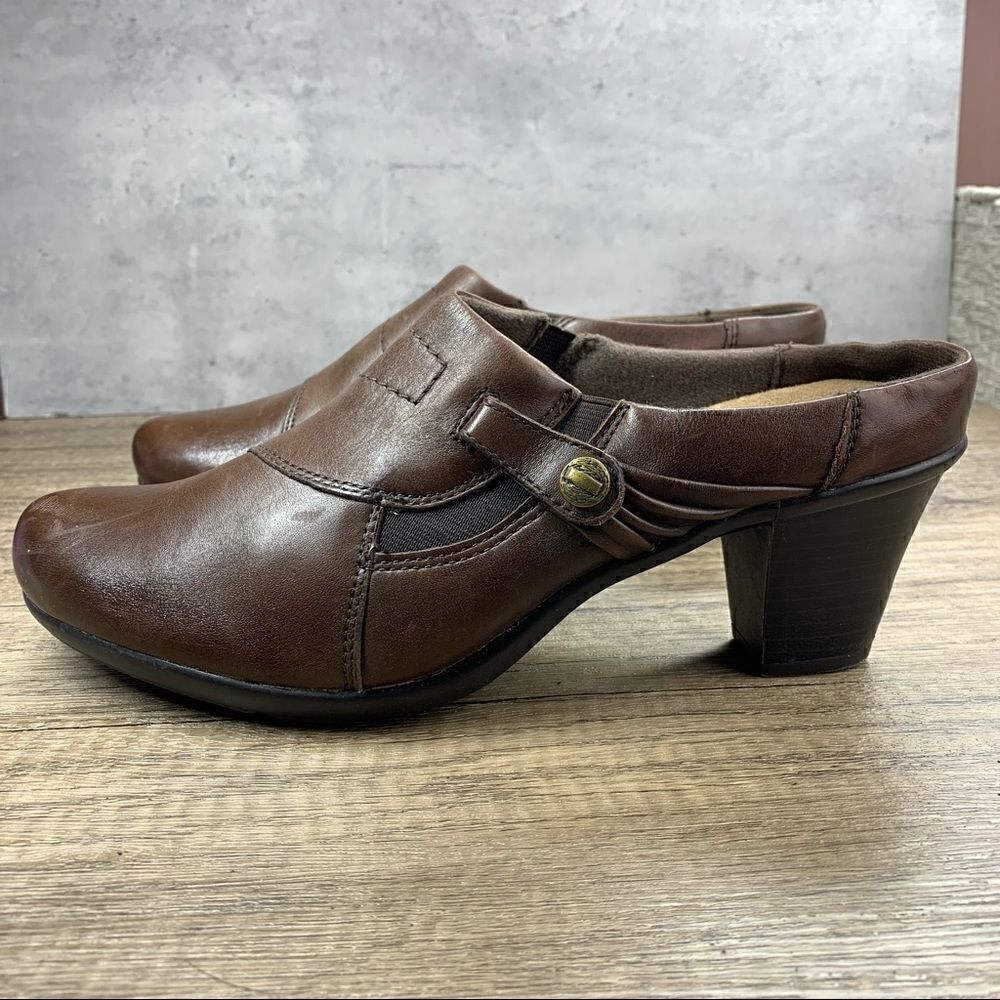 Michel M.~Women’s~Brown~Leather~Mules Heels~Size 10M 